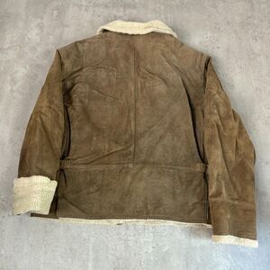 90s Goodman Italy Brown Genuine Leather Pile Lined Zip Jacket